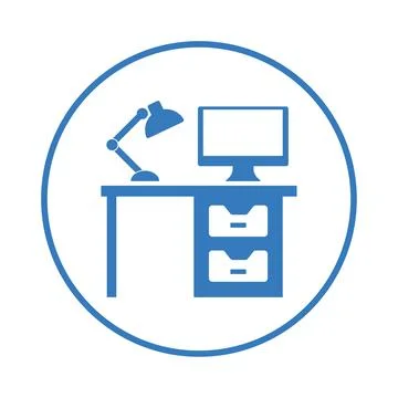 Computer desk Icon Stock Illustration