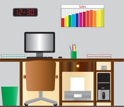 Computer desk Illustrazione stock