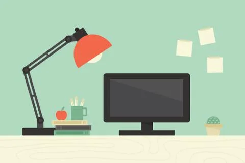 Computer desk Stock Illustration