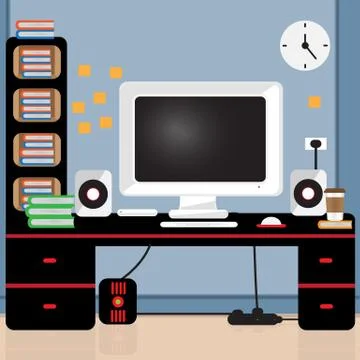 Computer desk Stock Illustration