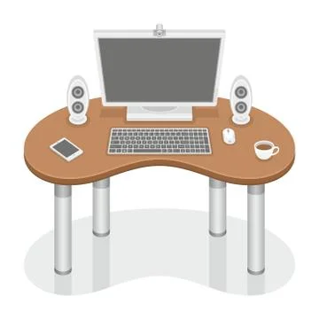Computer desk Stock Illustration