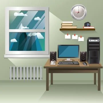 Computer Desk Illustrazione stock