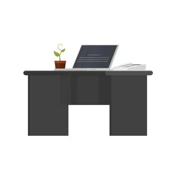 Computer desk with laptop. Workplace with a computer Illustrazione stock