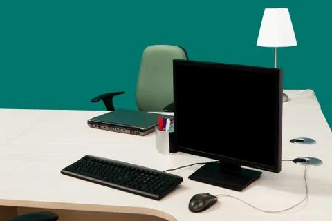 Computer on a desk Stock Photos