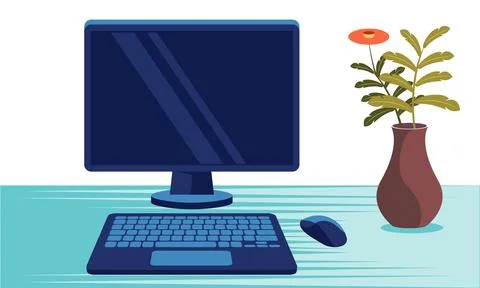 Computer desk vector Illustrazione stock