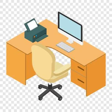 Computer desk workplace isometric 3d Illustrazione stock