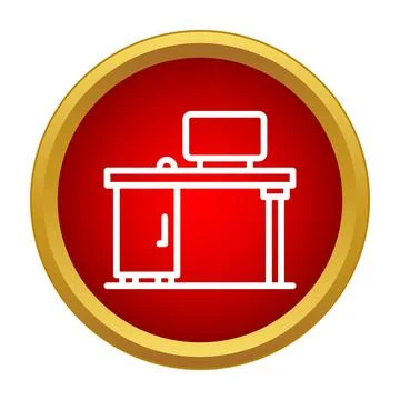 Computer desk workstation icon showcasing office workplace Stock Illustration