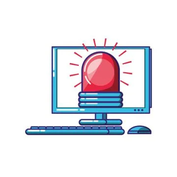 Computer desktop with alarm light Illustrazione stock