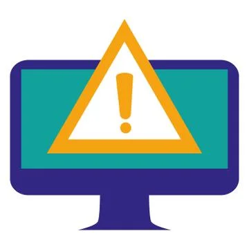 Computer desktop with alert symbol Illustrazione stock
