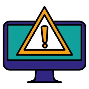Computer desktop with alert symbol Illustrazione stock