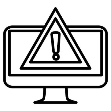 Computer desktop with alert symbol Stock Illustration