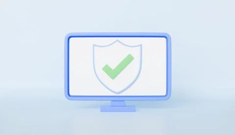 Computer desktop and protection shield, cyber security technology, personal Stock Illustration