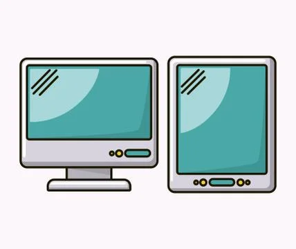 Computer desktop and tablet isolated icon Stock Illustration