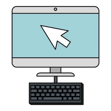 Computer desktop with arrow mouse and keyboard 库存插图