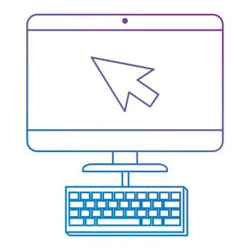 Computer desktop with arrow mouse and keyboard Illustrazione stock