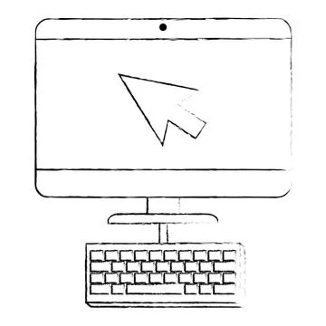 Computer desktop with arrow mouse and keyboard 库存插图