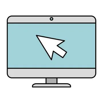 Computer desktop with arrow mouse Illustrazione stock