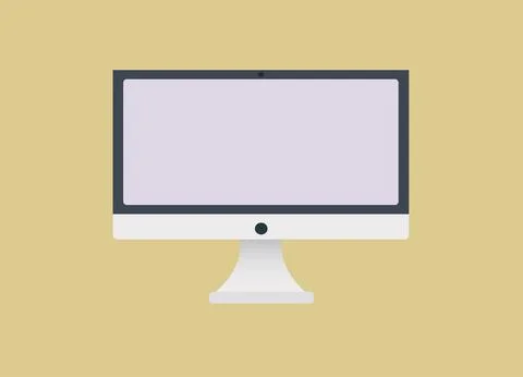 Computer Desktop on Brown Background. Flat Design. Stock Illustration
