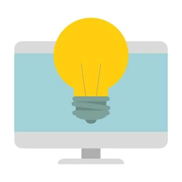 Computer desktop with bulb Illustrazione stock