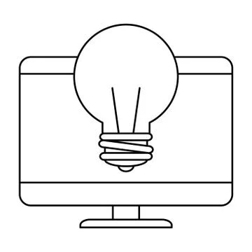 Computer desktop with bulb Illustrazione stock