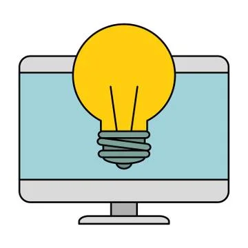 Computer desktop with bulb 스톡 일러스트