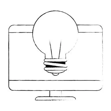 Computer desktop with bulb Stock Illustration