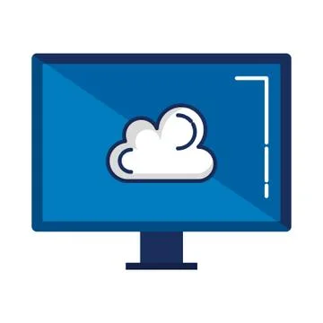 Computer desktop with cloud computing Stock Illustration