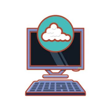 Computer desktop with cloud computing 스톡 일러스트