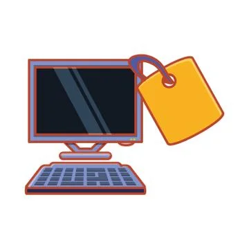 Computer desktop with commercial tag 库存插图