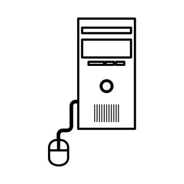 Computer desktop cpu with mouse isolated icon Stock Illustration