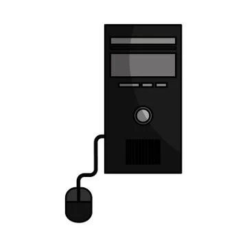 Computer desktop cpu with mouse isolated icon イラスト素材