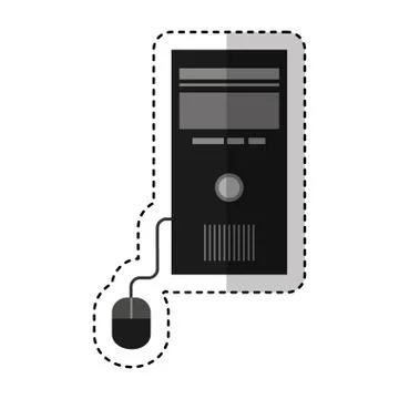 Computer desktop cpu with mouse isolated icon Illustrazione stock