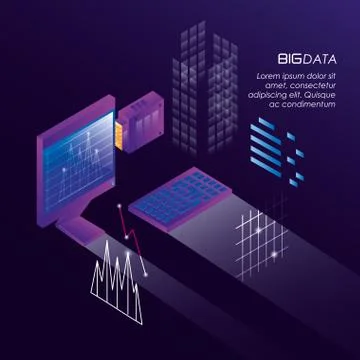 Computer desktop with data center icons Illustrazione stock