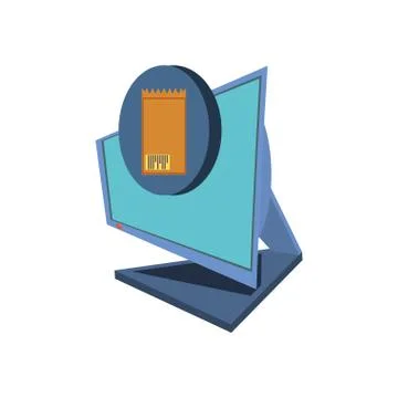 Computer desktop with delivery app Stock Illustration