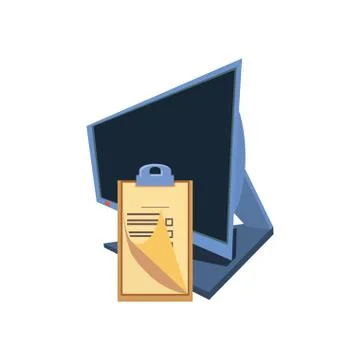 Computer desktop with delivery app Illustrazione stock