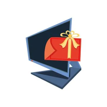 Computer desktop with delivery app Illustrazione stock