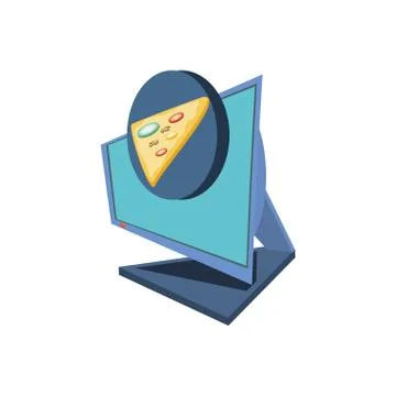 Computer desktop with delivery food app Illustrazione stock