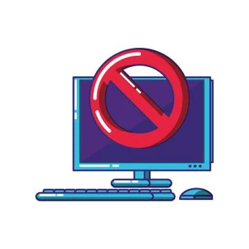 Computer desktop with denied symbol 库存插图