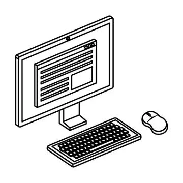 Computer desktop device isolated icon Illustrazione stock