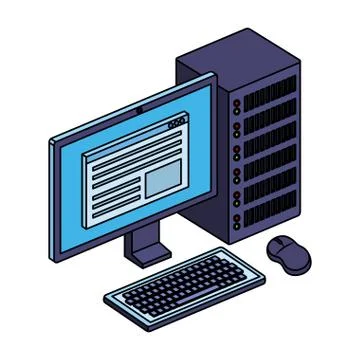 Computer desktop device isolated icon Stock Illustration