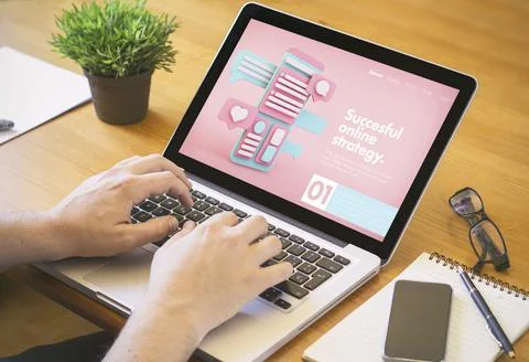 Computer desktop digital marketing website Stock Illustration