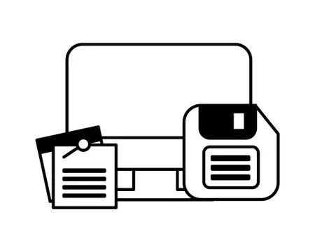 Computer desktop with documents and floppy Stock Illustration