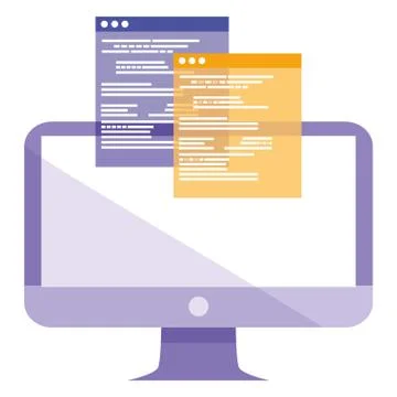 Computer desktop with documents 스톡 일러스트