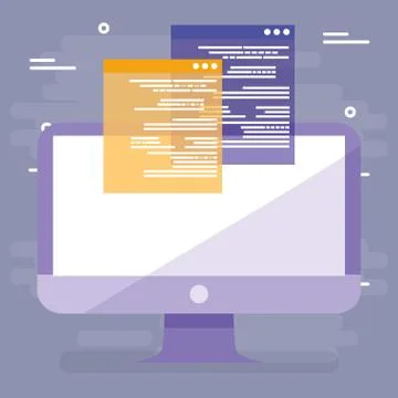 Computer desktop with documents Illustrazione stock