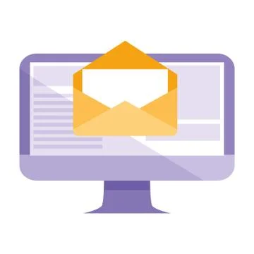 Computer desktop with envelope email 库存插图