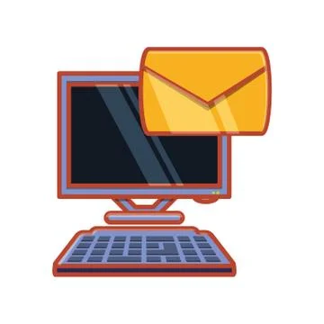 Computer desktop with envelope mail 库存插图