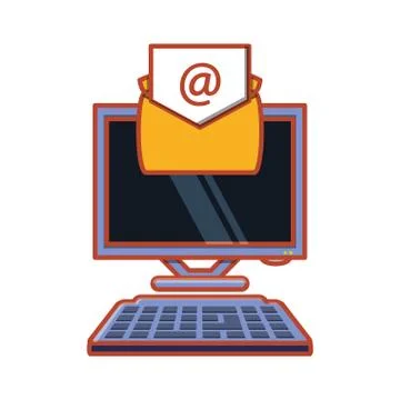 Computer desktop with envelope mail 库存插图