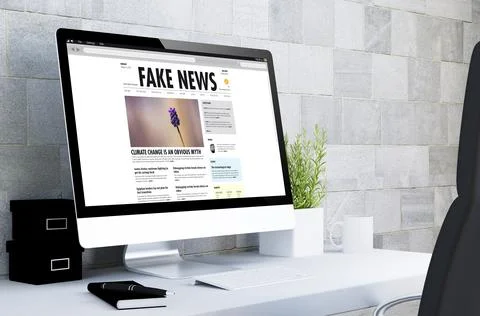 Computer on a desktop  fake news Illustrazione stock