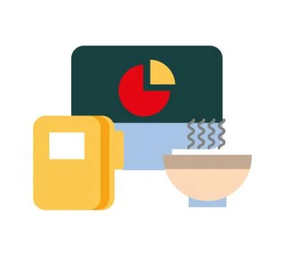 Computer desktop with folder and coffee Stock Illustration