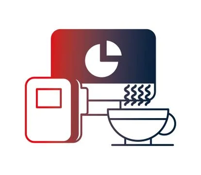 Computer desktop with folder and coffee Stock Illustration